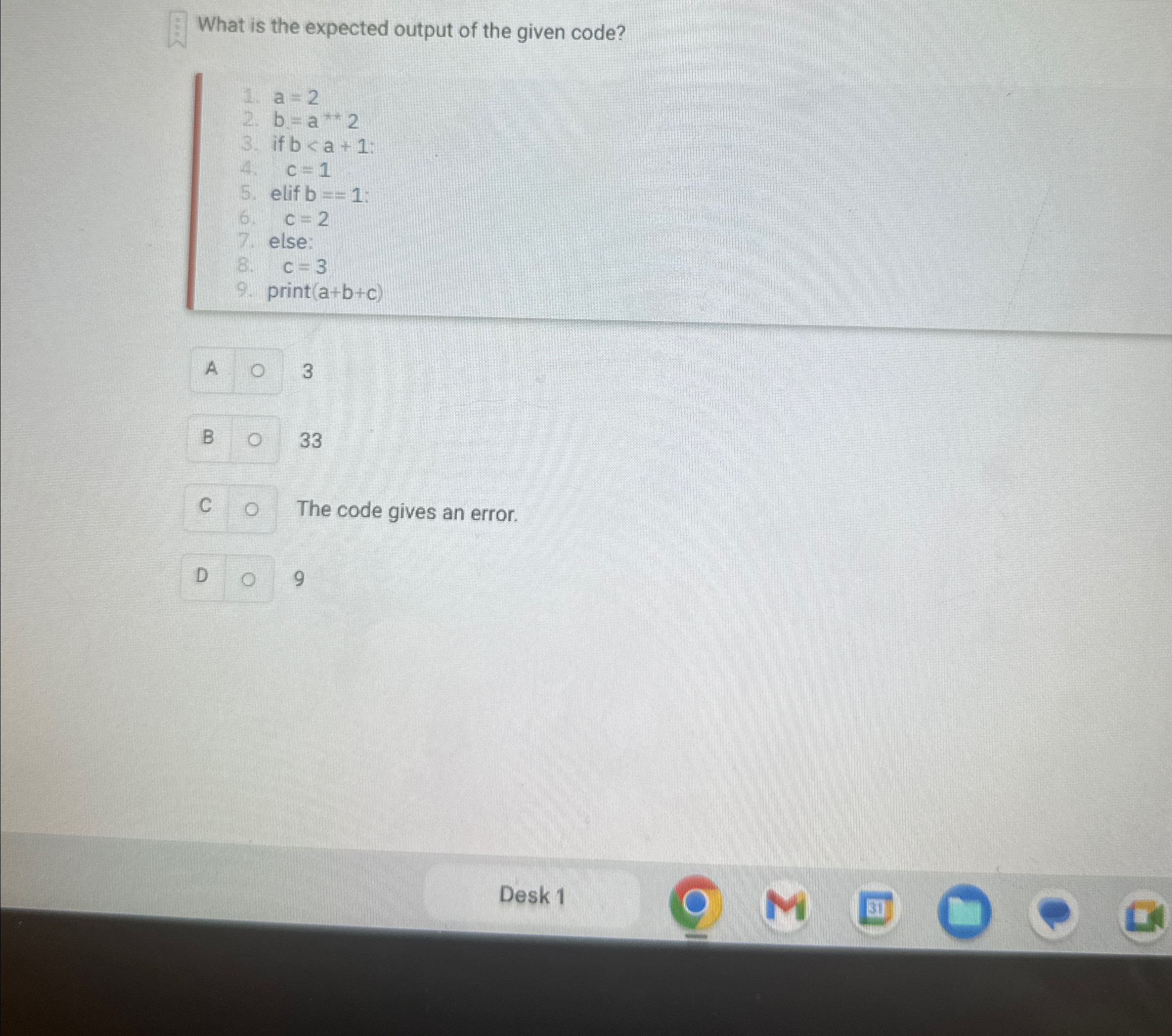 What is the expected output of the given code? a