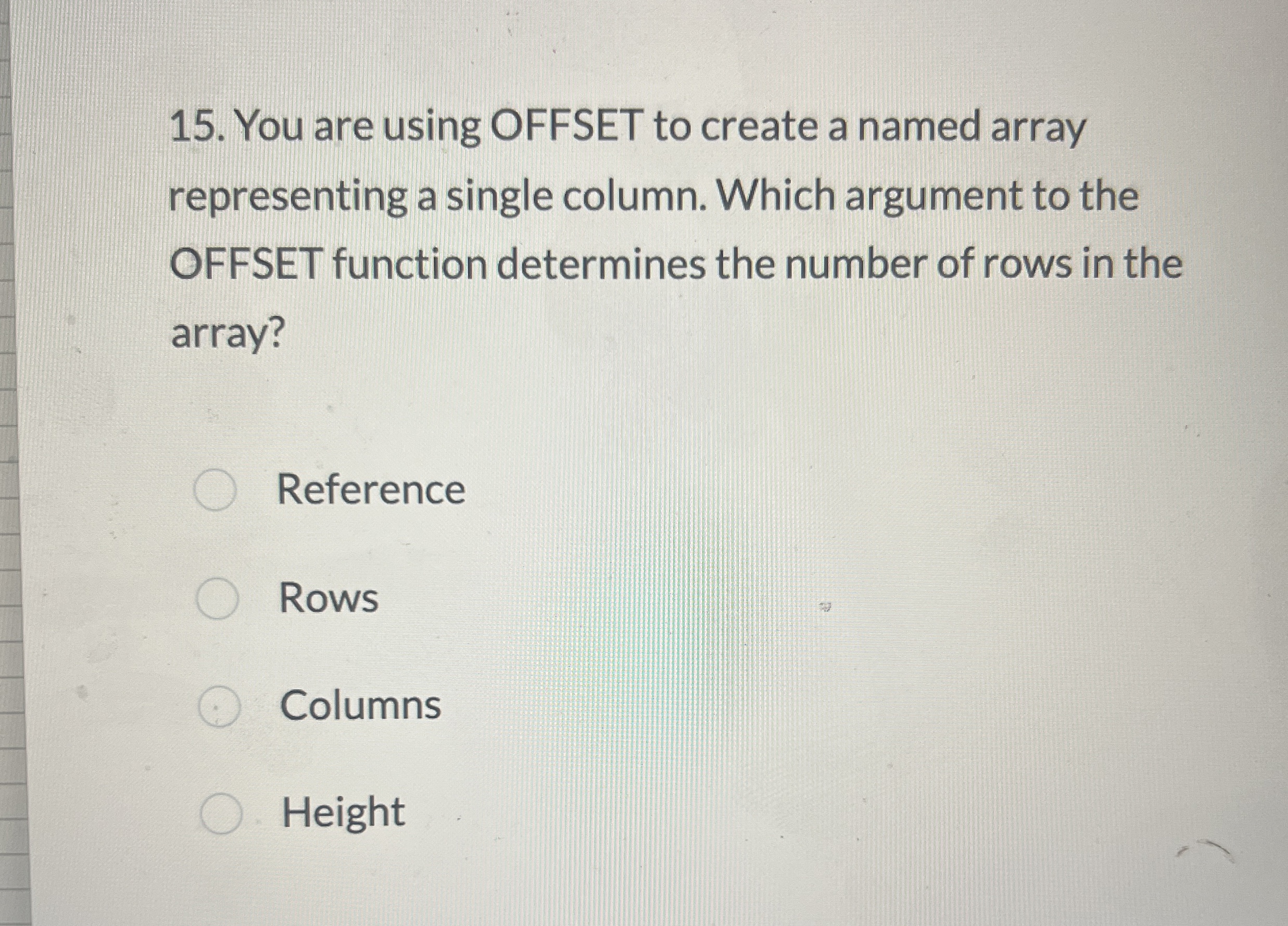 You are using OFFSET to create a named array