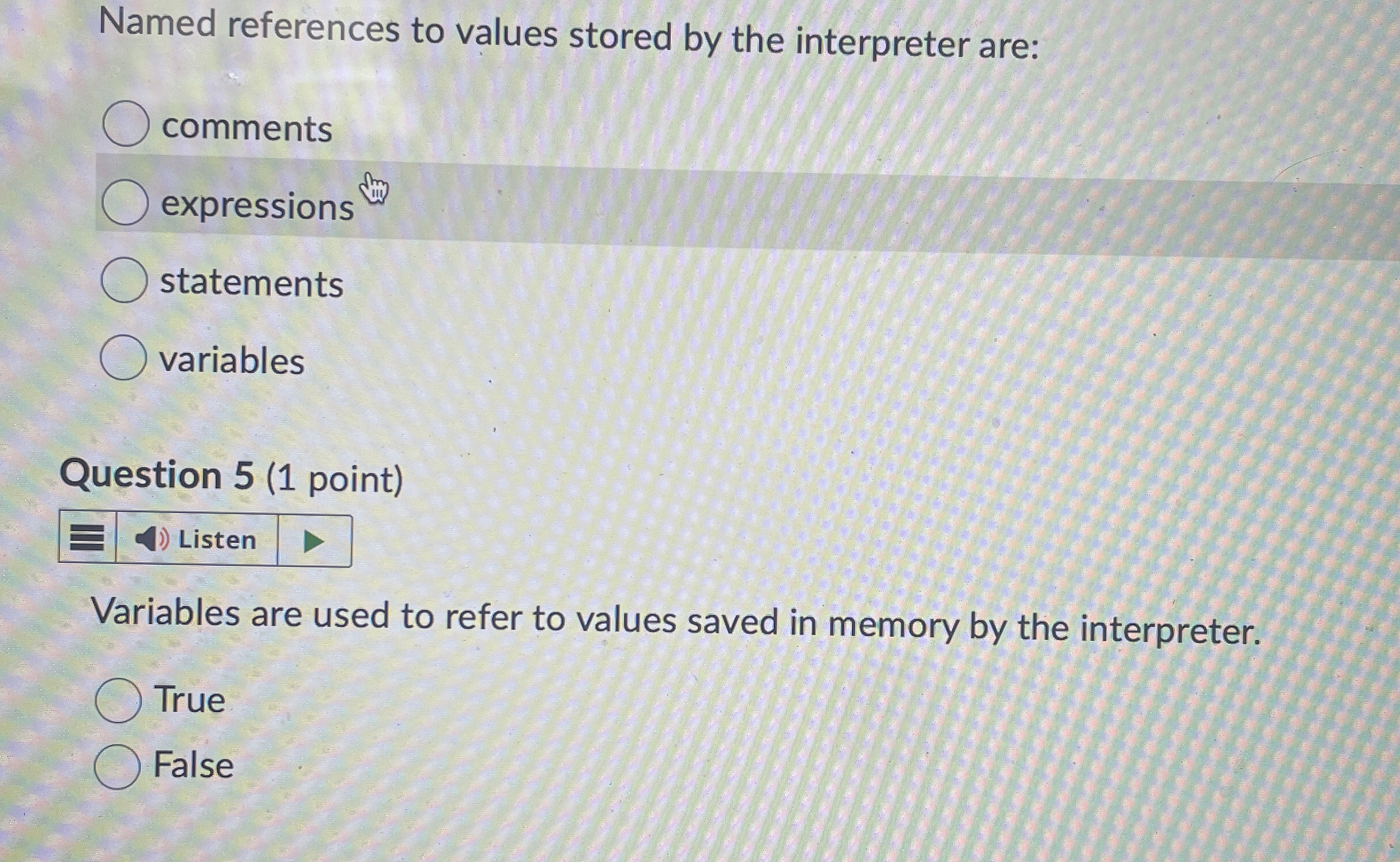 Named references to values stored by the