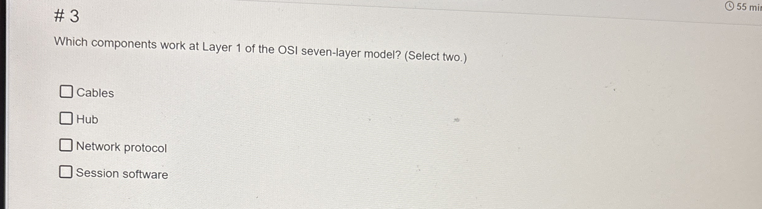 # 3 Which components work at Layer 1 of the OSI