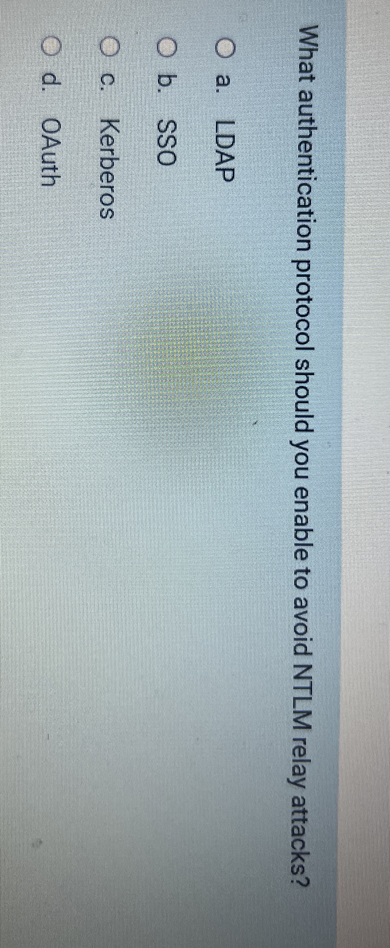 What authentication protocol should you enable to