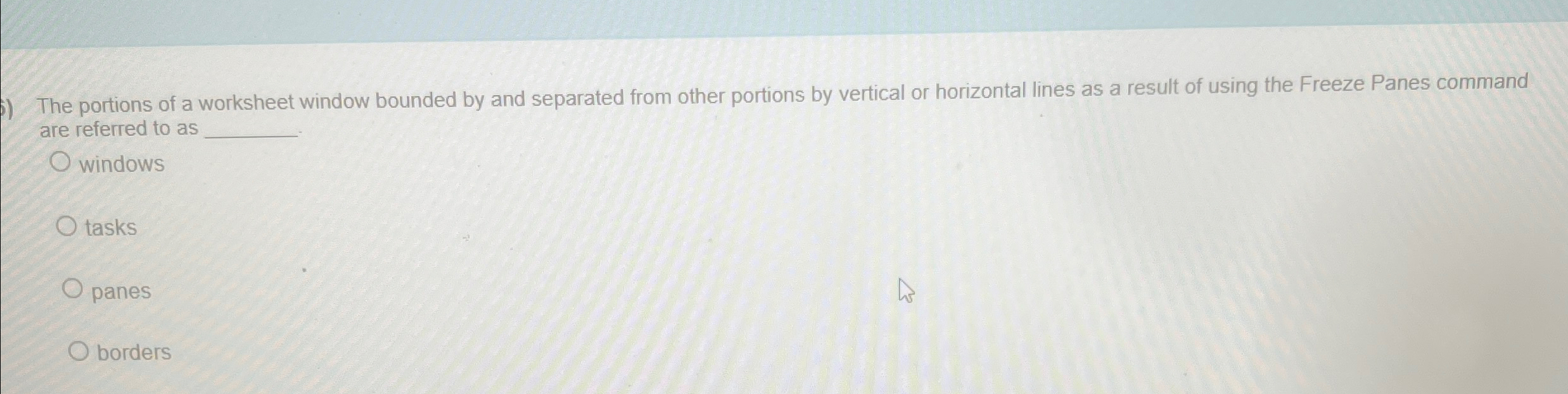 The portions of a worksheet window bounded by and
