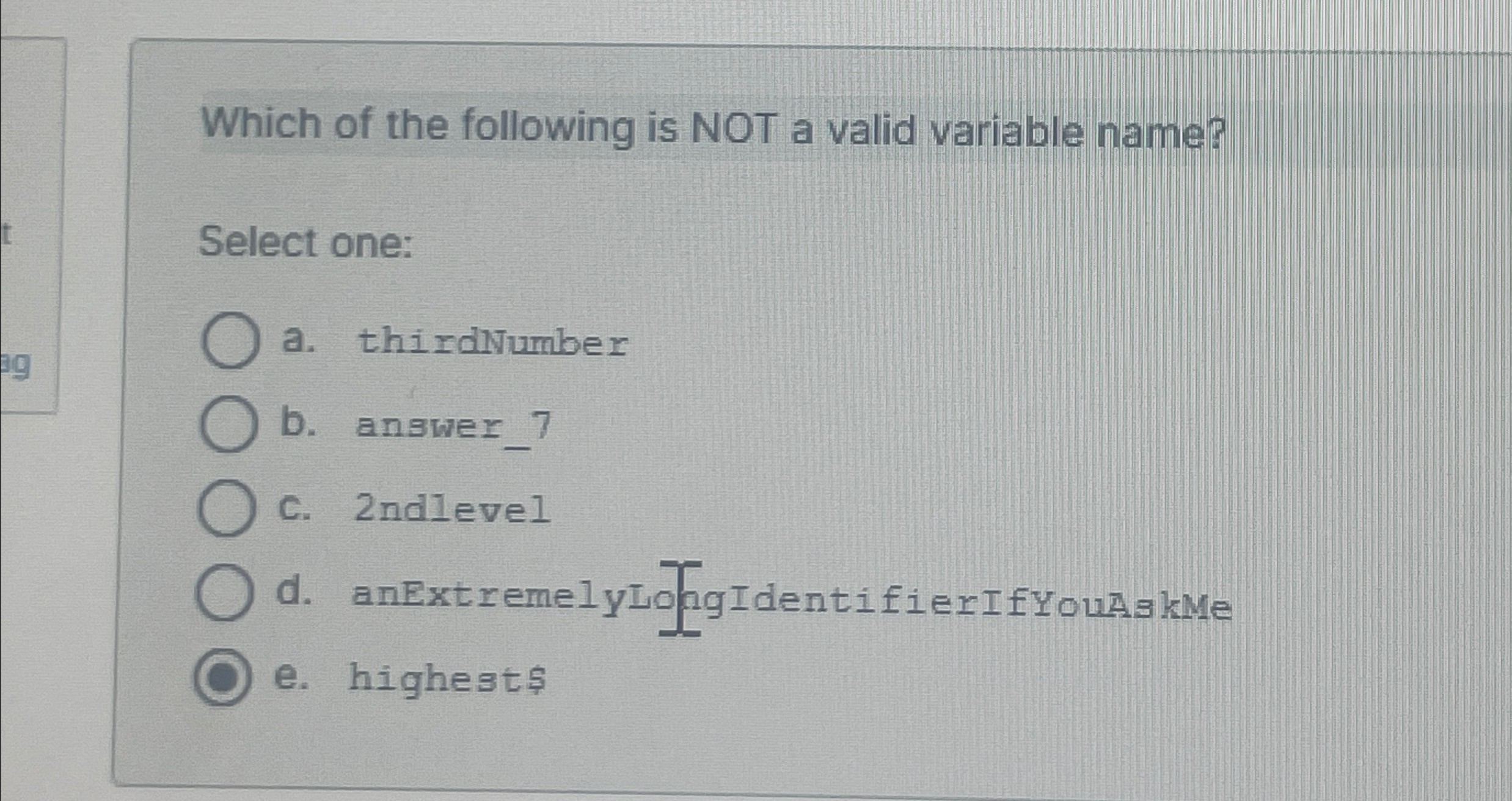 Which of the following is NOT a valid variable
