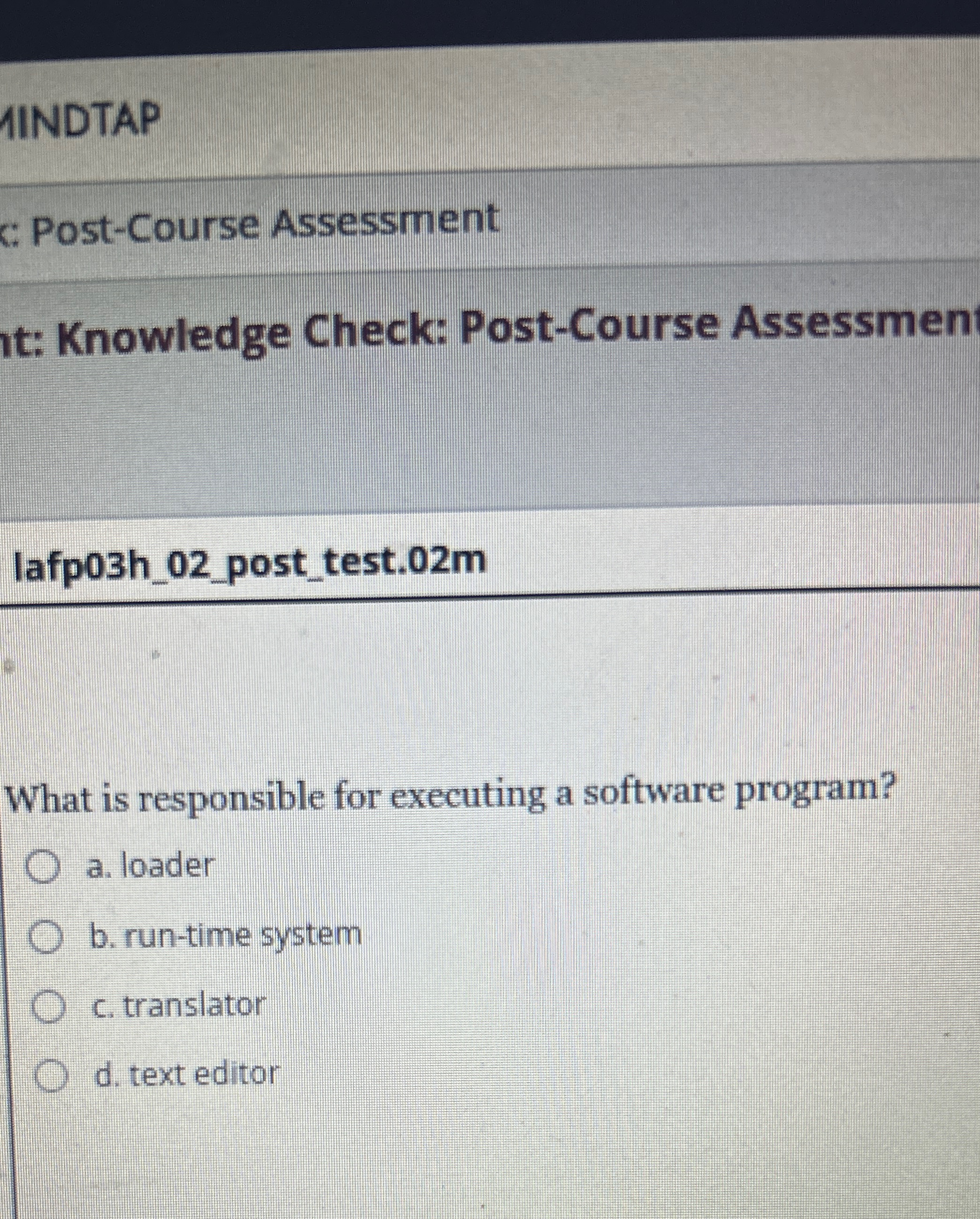 What is responsible for executing a software