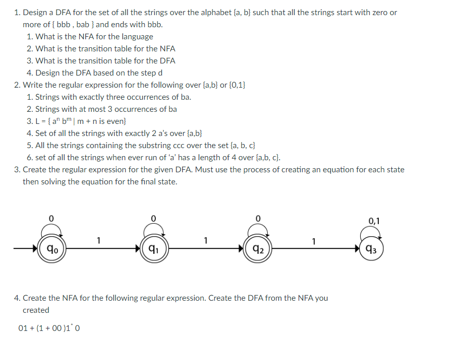 Design a DFA for the set of all the strings over