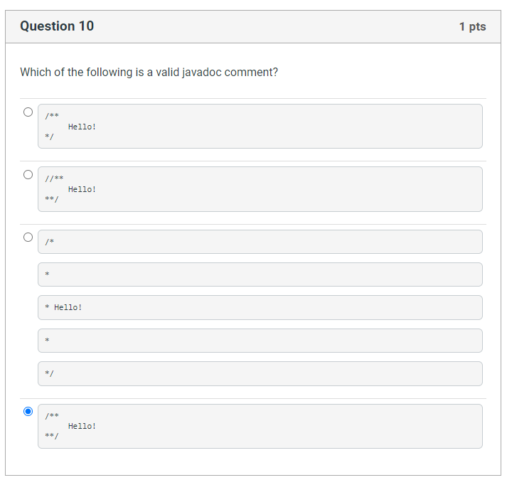 Question 1 0 Which of the following is a valid