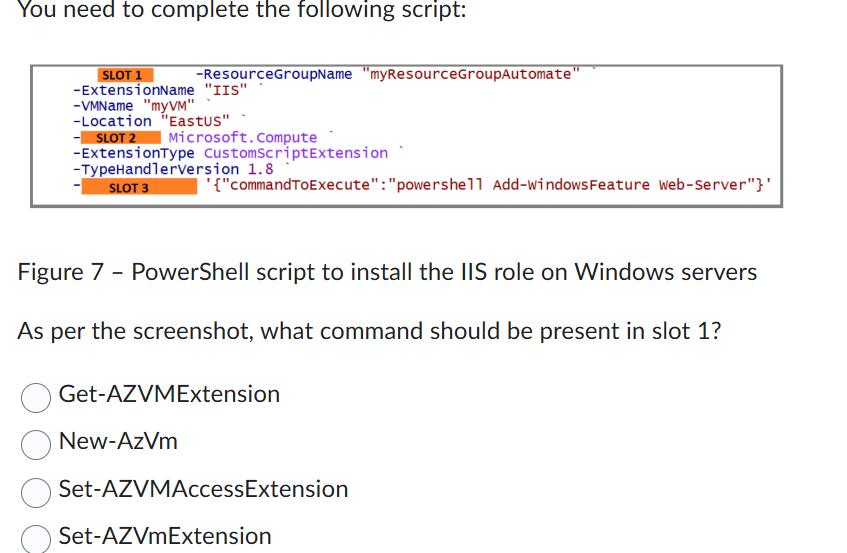Figure 7 - PowerShell script to install the IIS