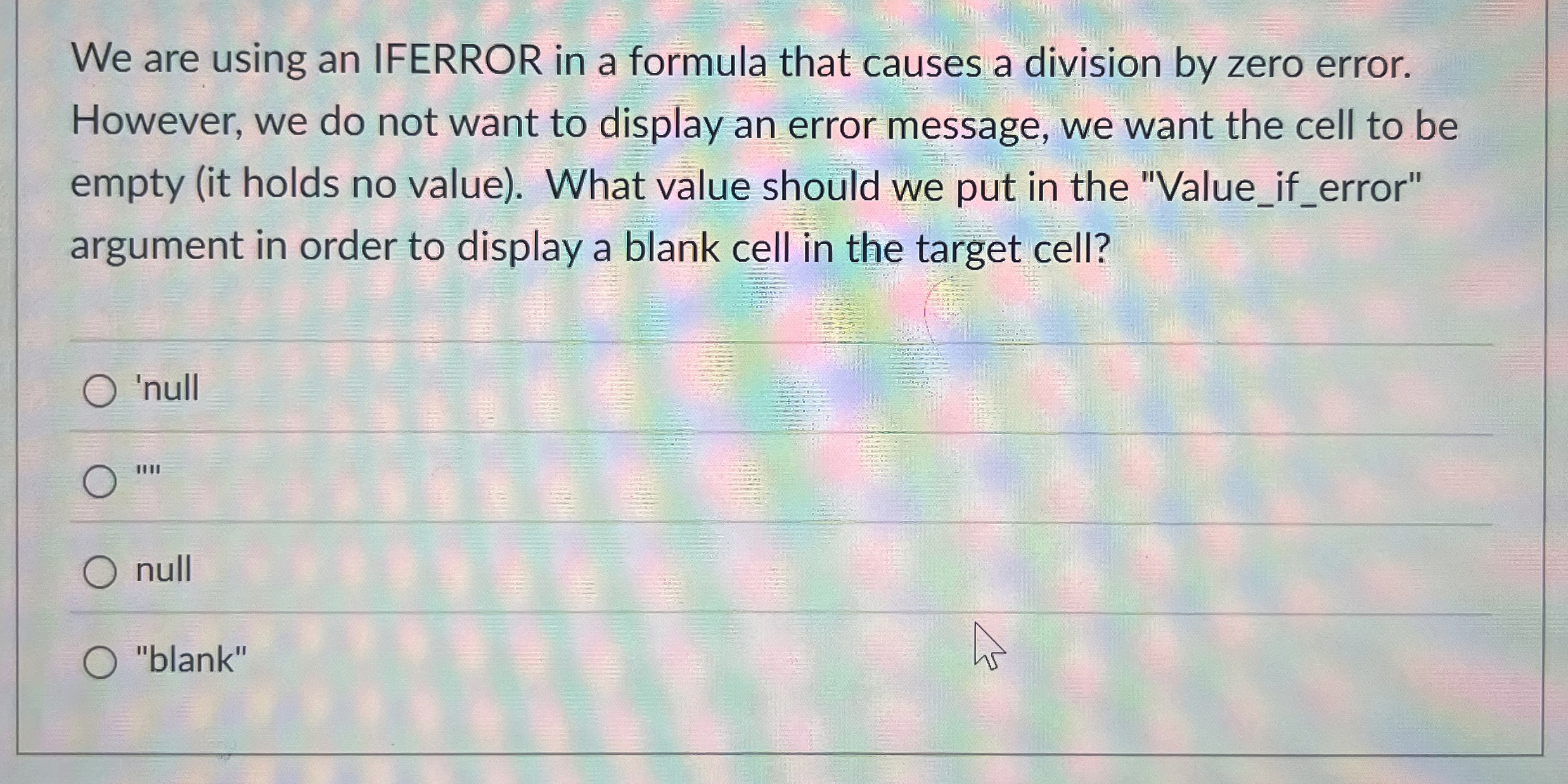 We are using an IFERROR in a formula that causes