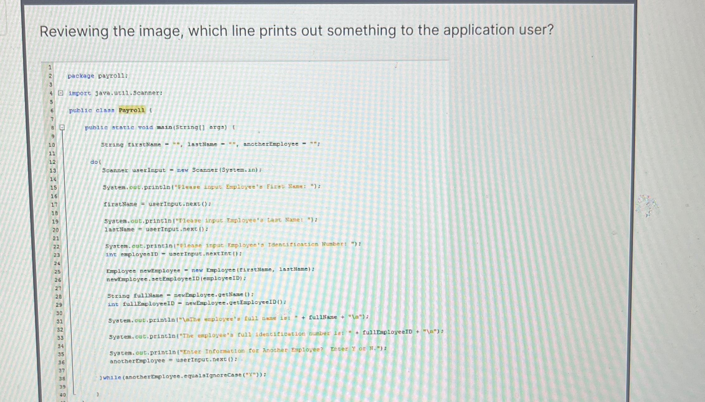 Reviewing the image, which line prints out