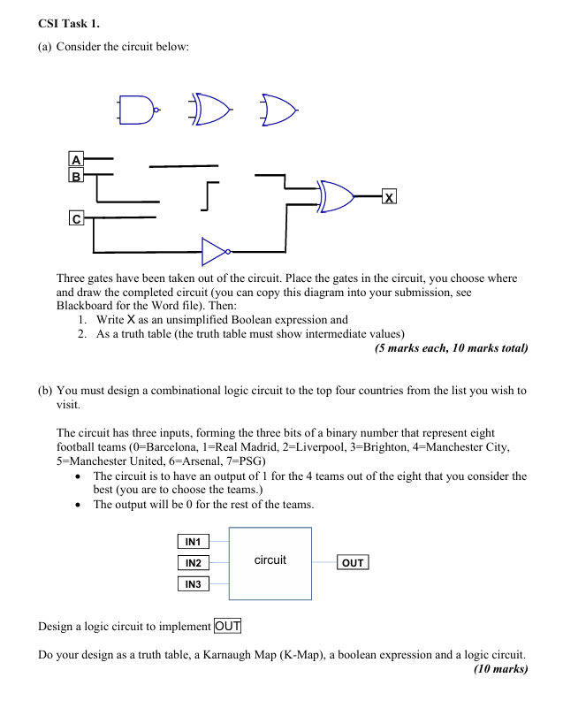 CSI Task 1 . ( a ) Consider the circuit below: