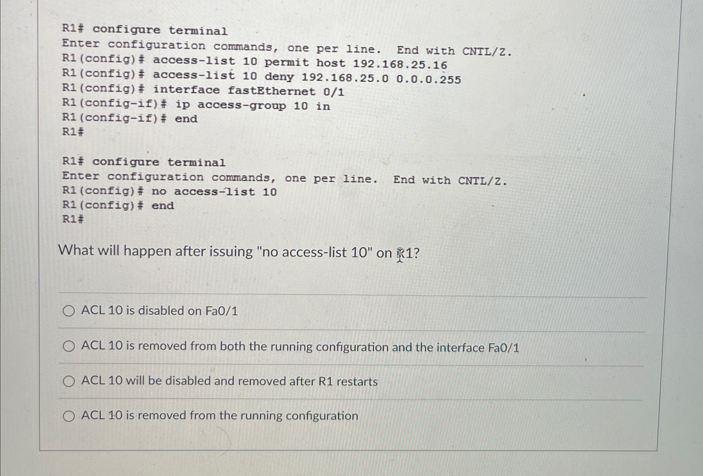 R 1 % configure terminal Enter configuration