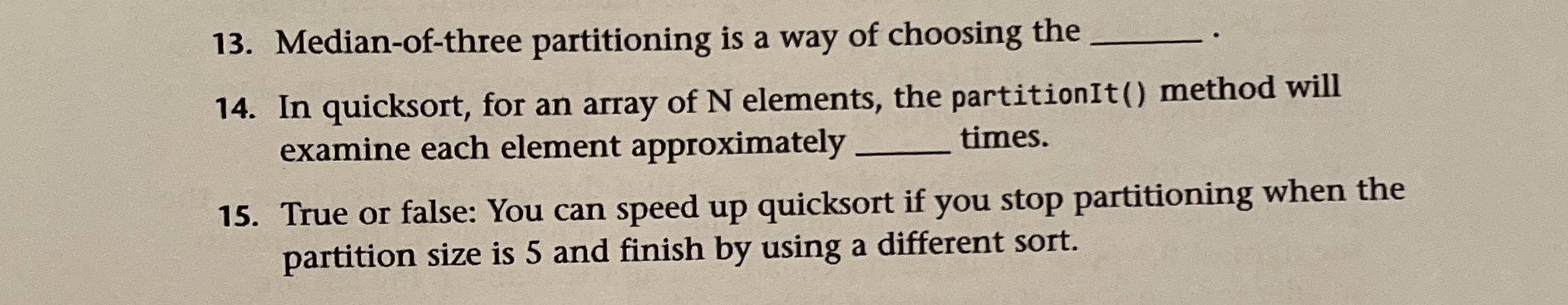 Median - of - three partitioning is a way of