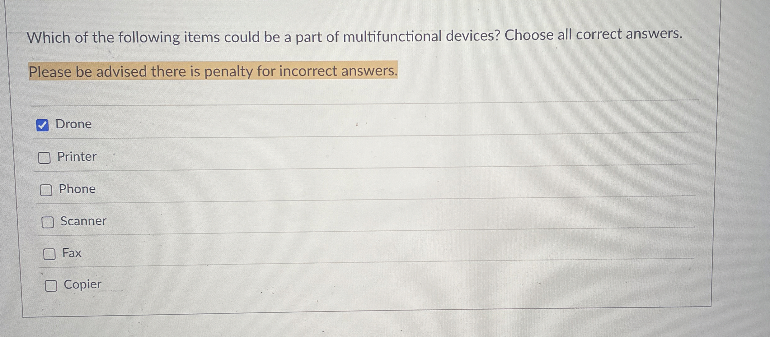 Which of the following items could be a part of