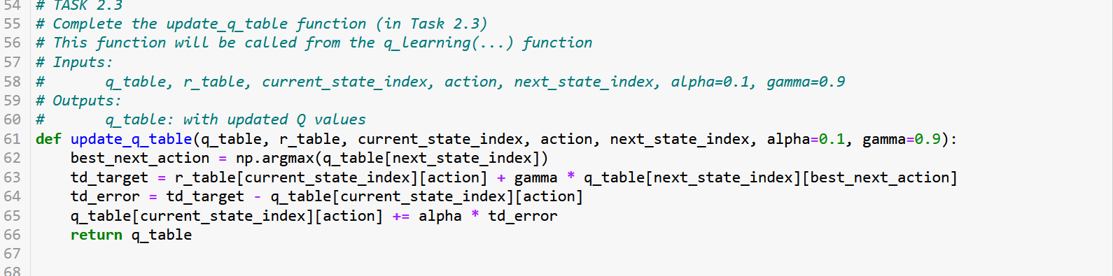 ` ` ` # TASK 2 . 3 # Complete the update _ q _
