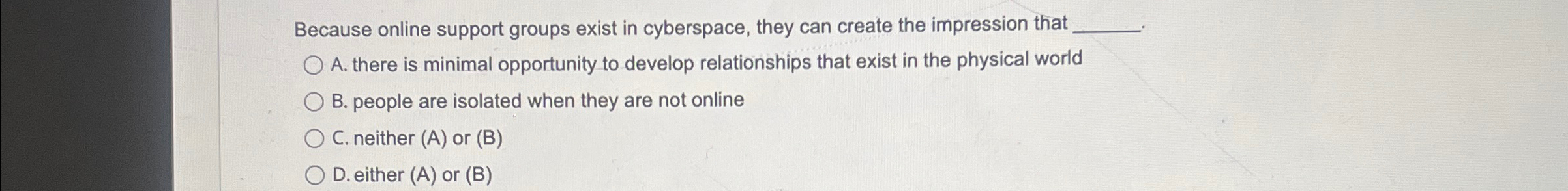 Because online support groups exist in