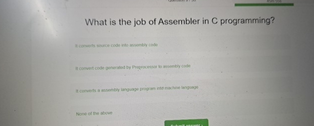 What is the job of Assembler in C programming? It