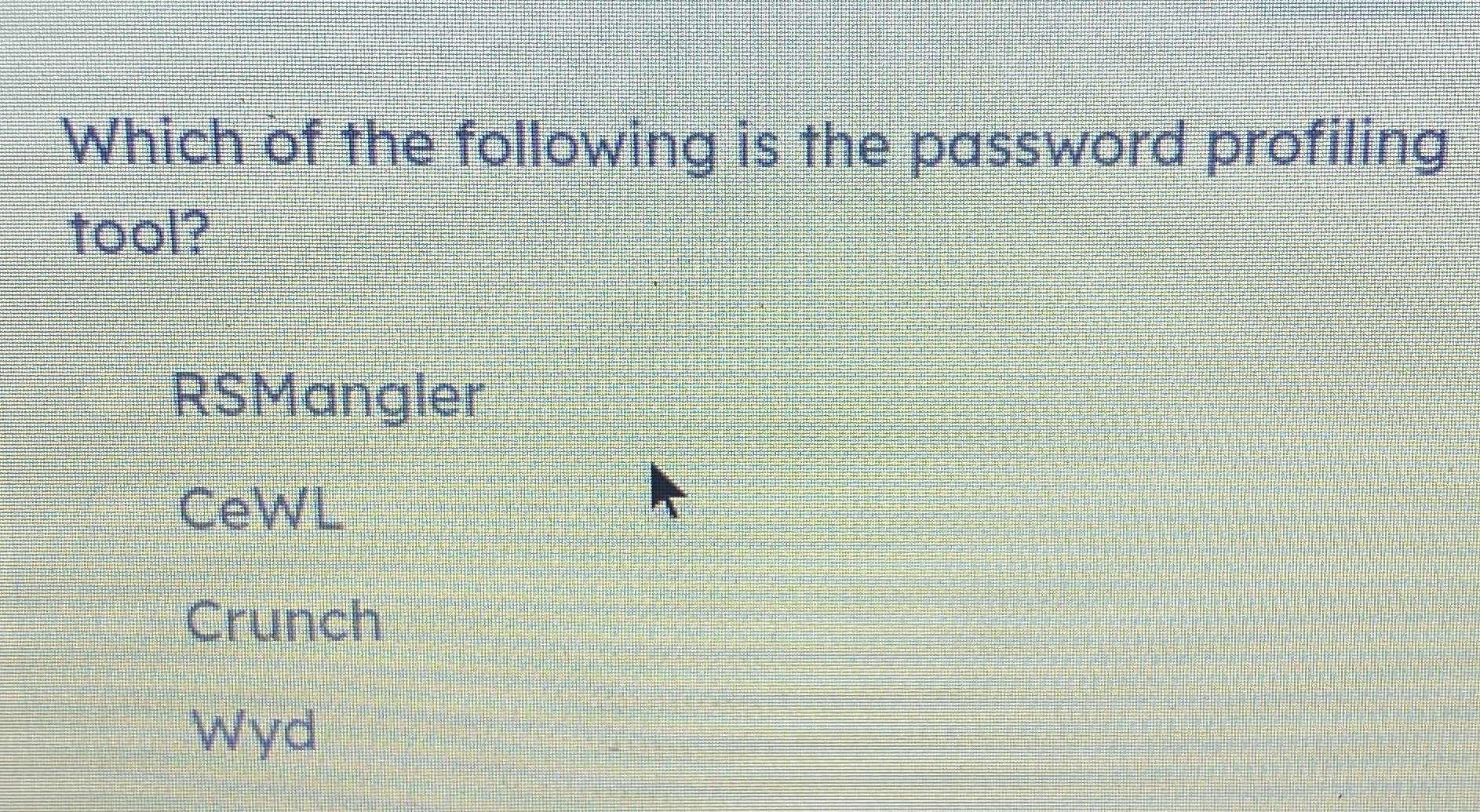Which of the following is the password profiling