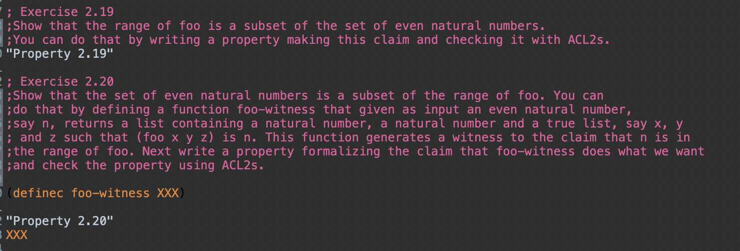 ; Exercise 2 . 1 9 ;Show that the range of foo is