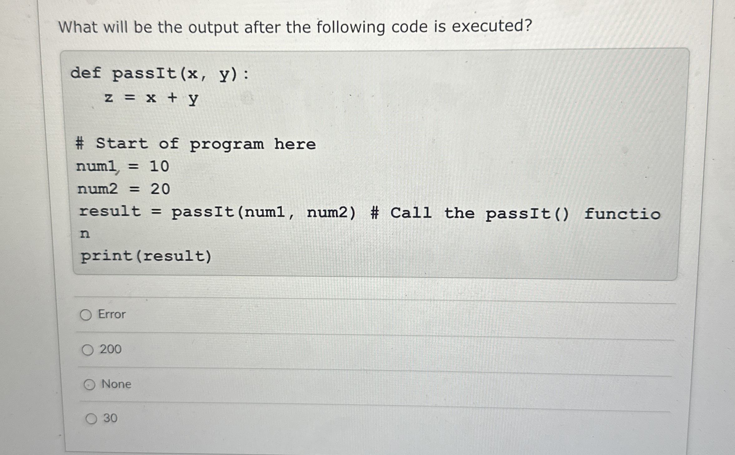 What will be the output after the following code