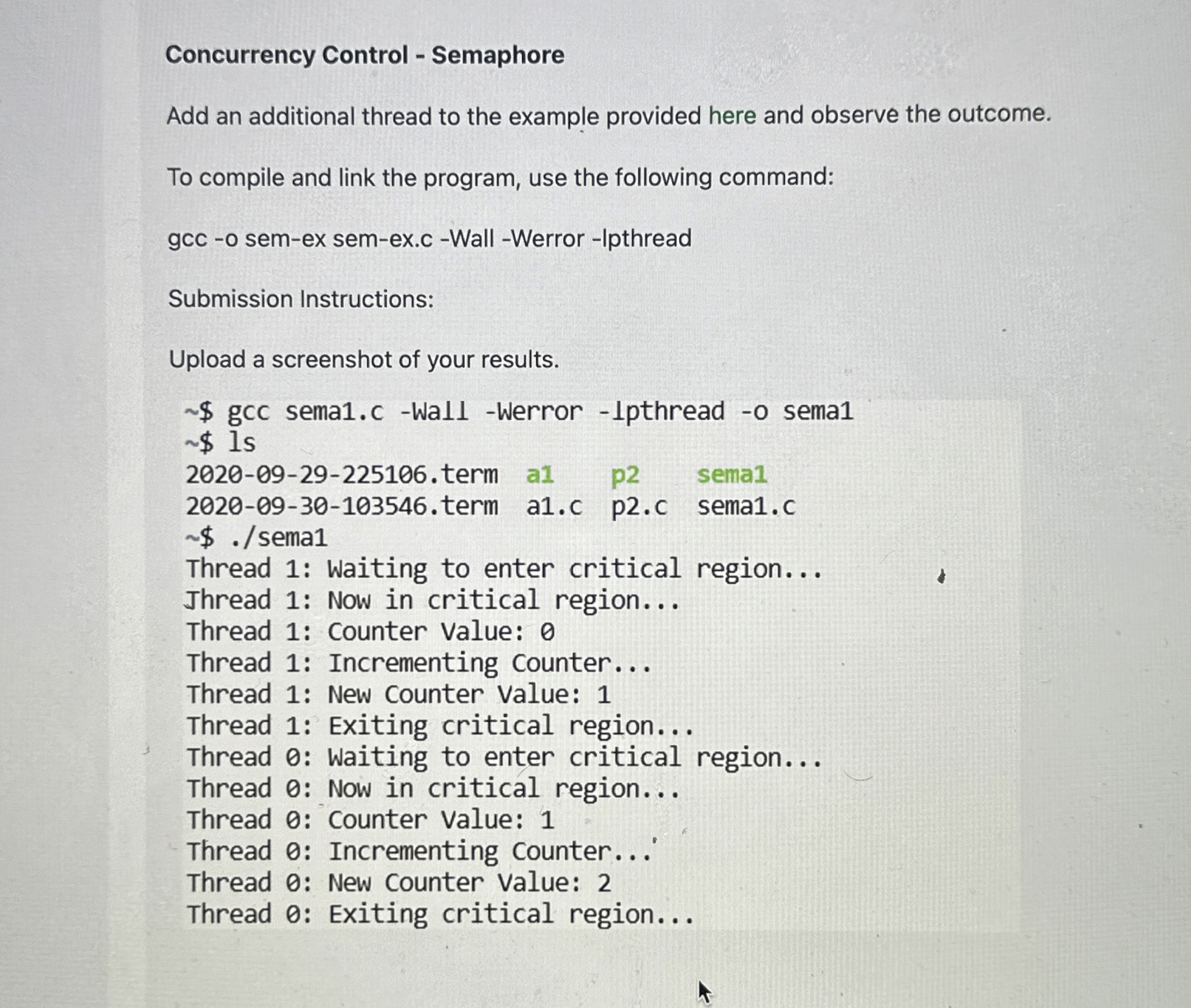Concurrency Control - Semaphore Add an additional