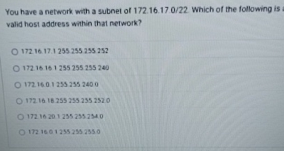 You have a network with a subnet of 1 7 2 . 1 6 .