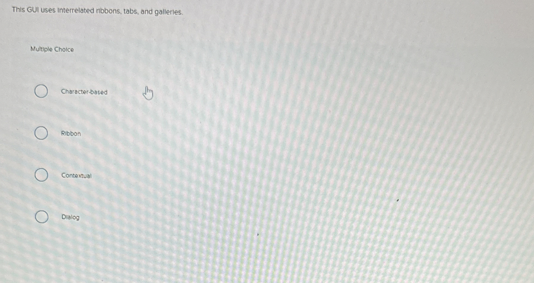 This GUI uses interrelated ribbons, tabs , and