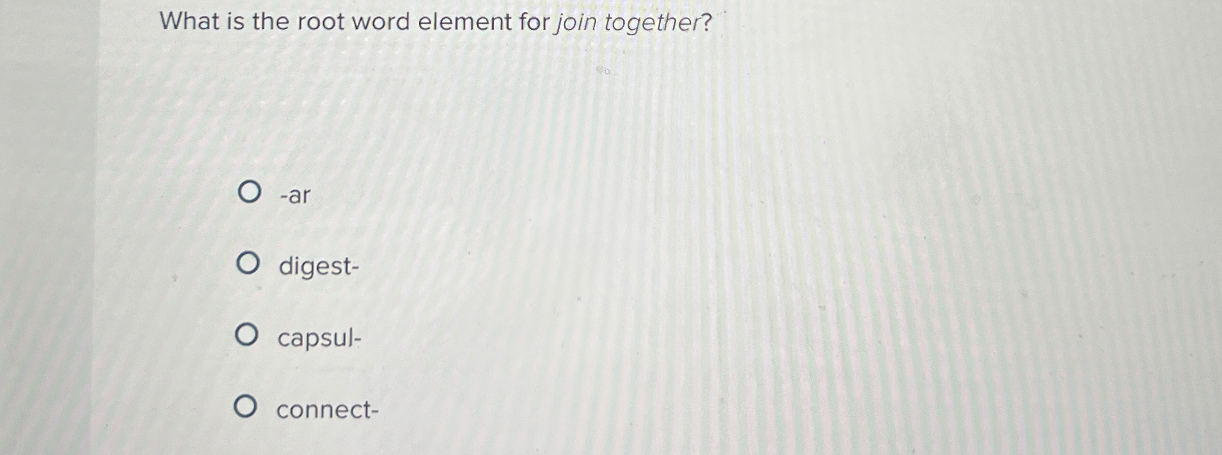 What is the root word element for join together?