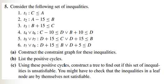 Consider the following set of inequalities. t 1 :