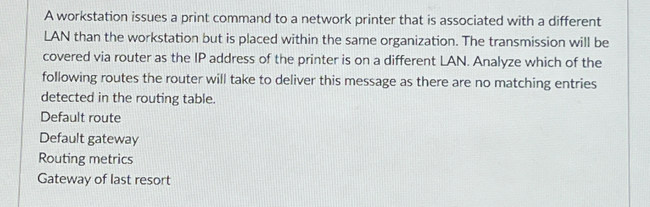 A workstation issues a print command to a network
