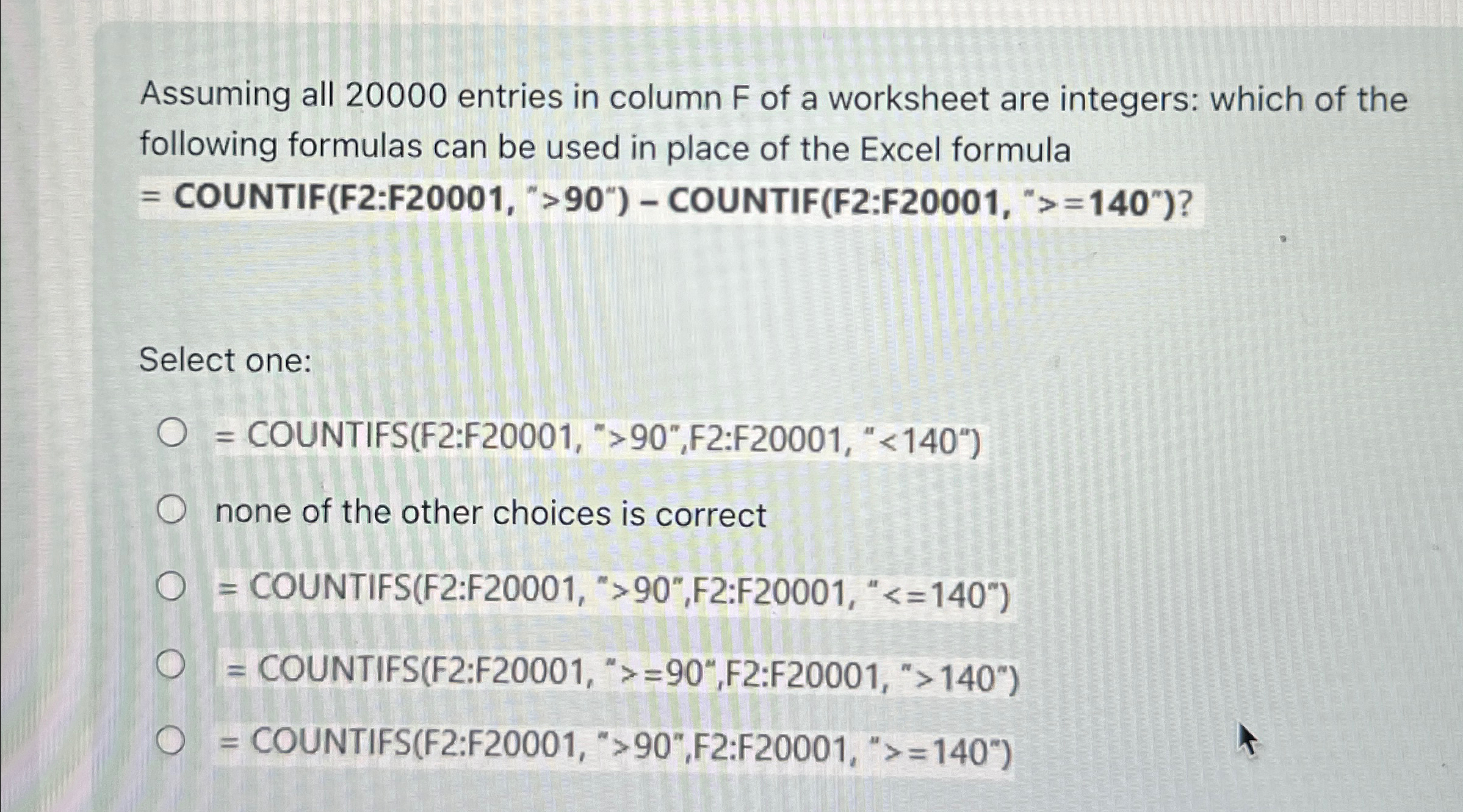 Assuming all 2 0 0 0 0 entries in column F of a