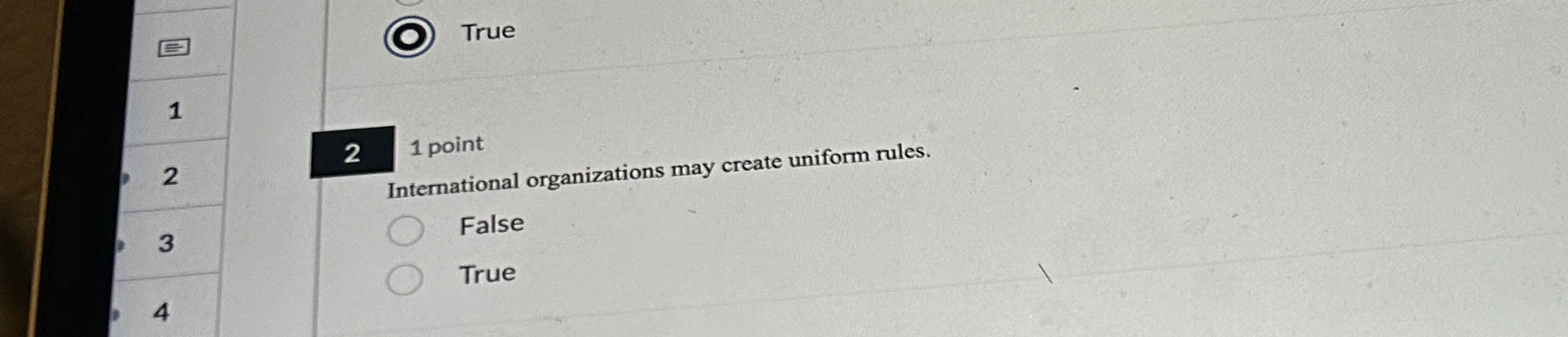 2 1 point International organizations may create