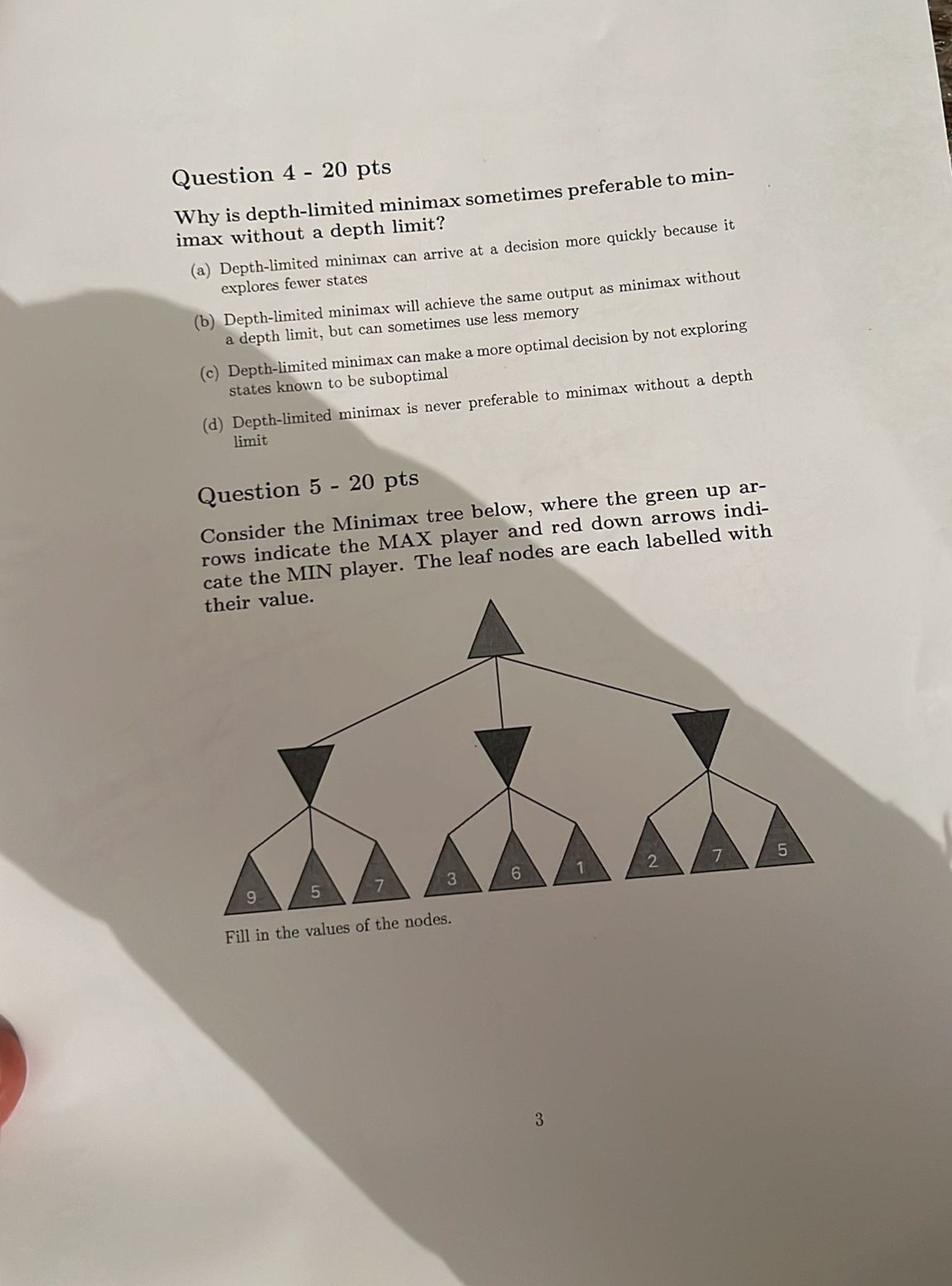 Question 4 - 2 0 pts Why is depth - limited