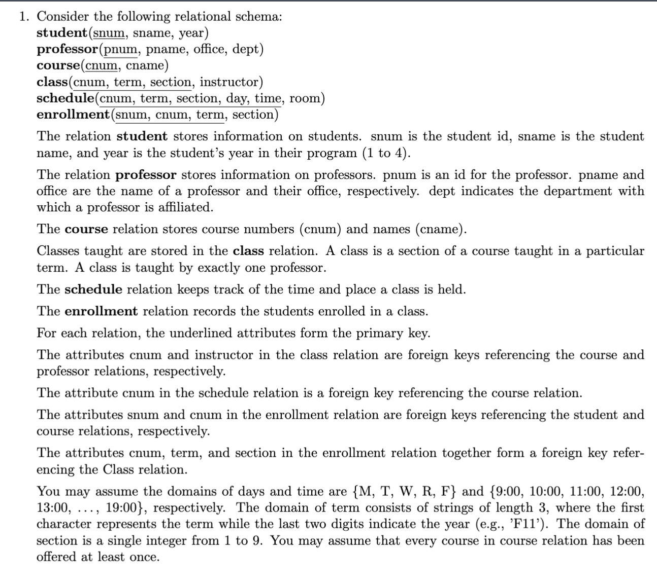 Consider the following relational schema: Express