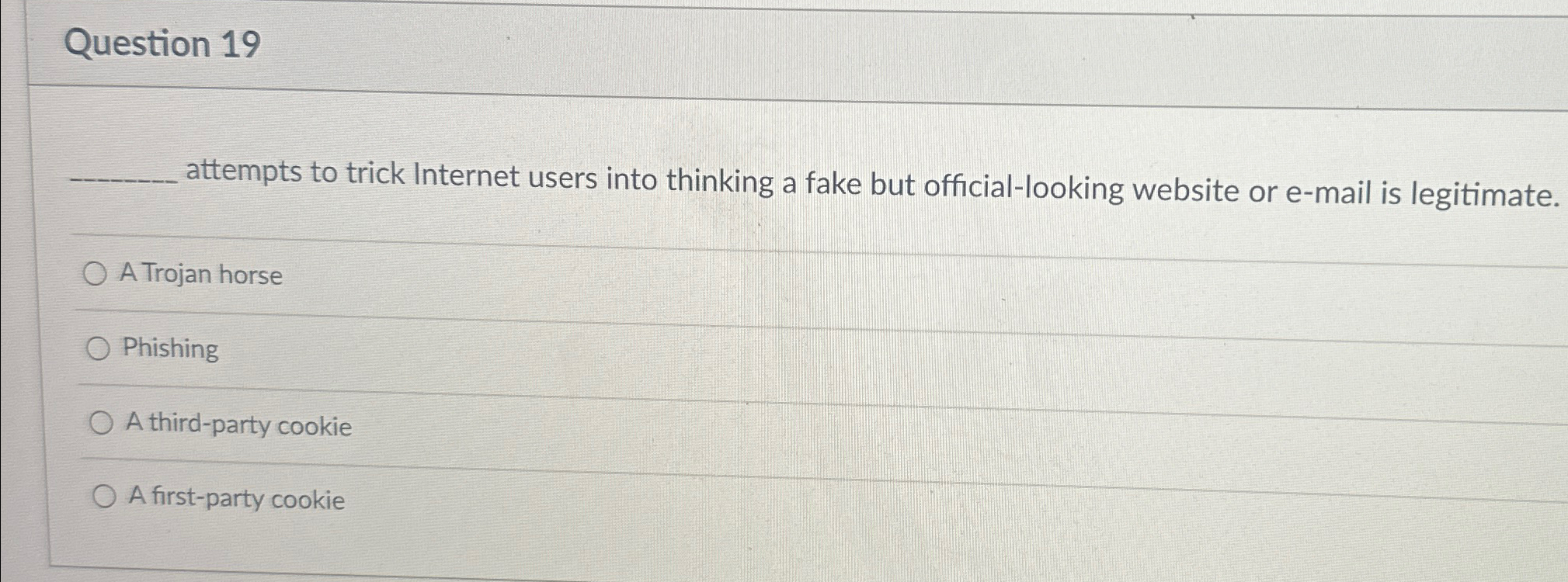 Question 1 9 attempts to trick Internet users
