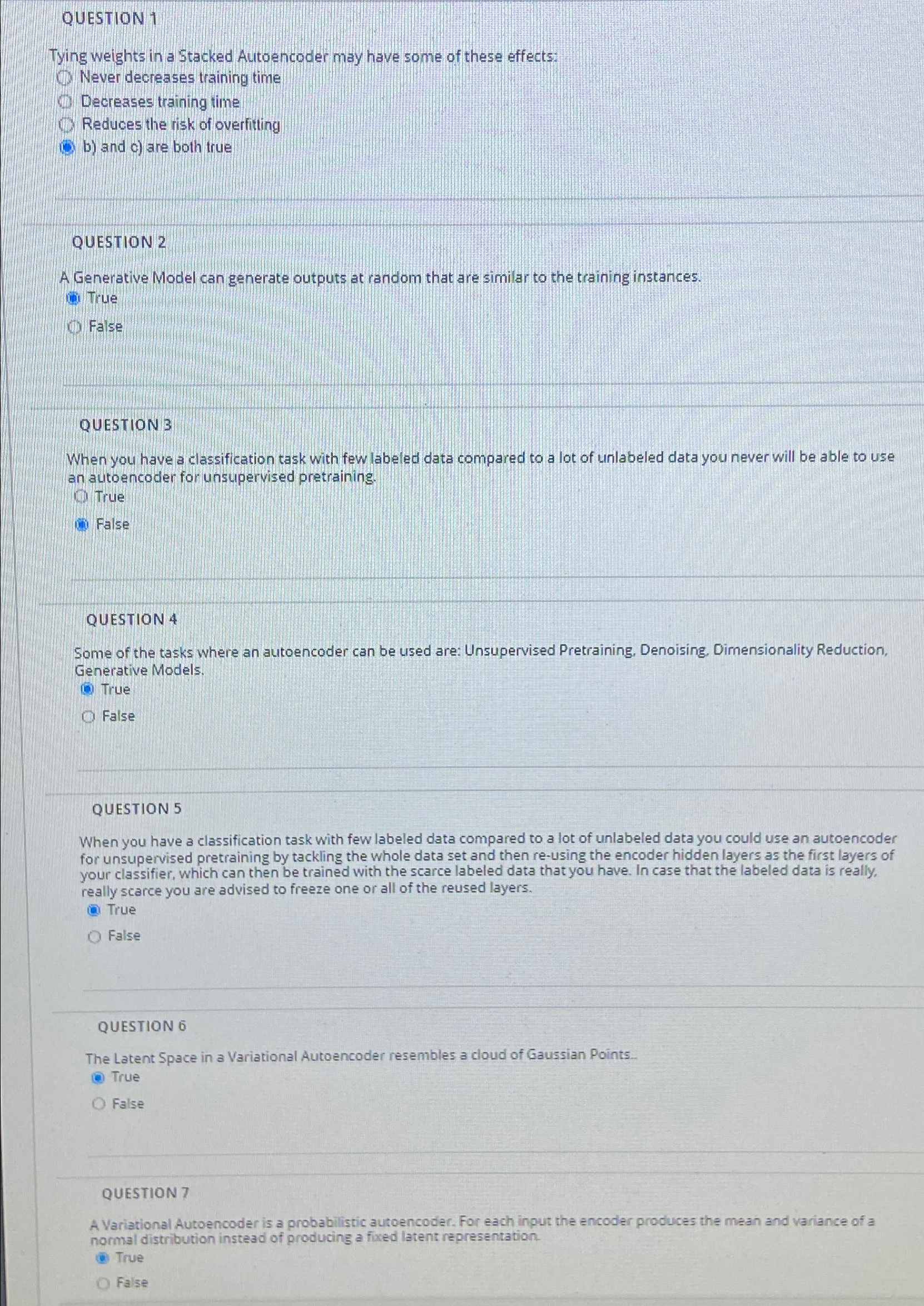 QUESTION 1 Tying weights in a Stacked Autoencoder