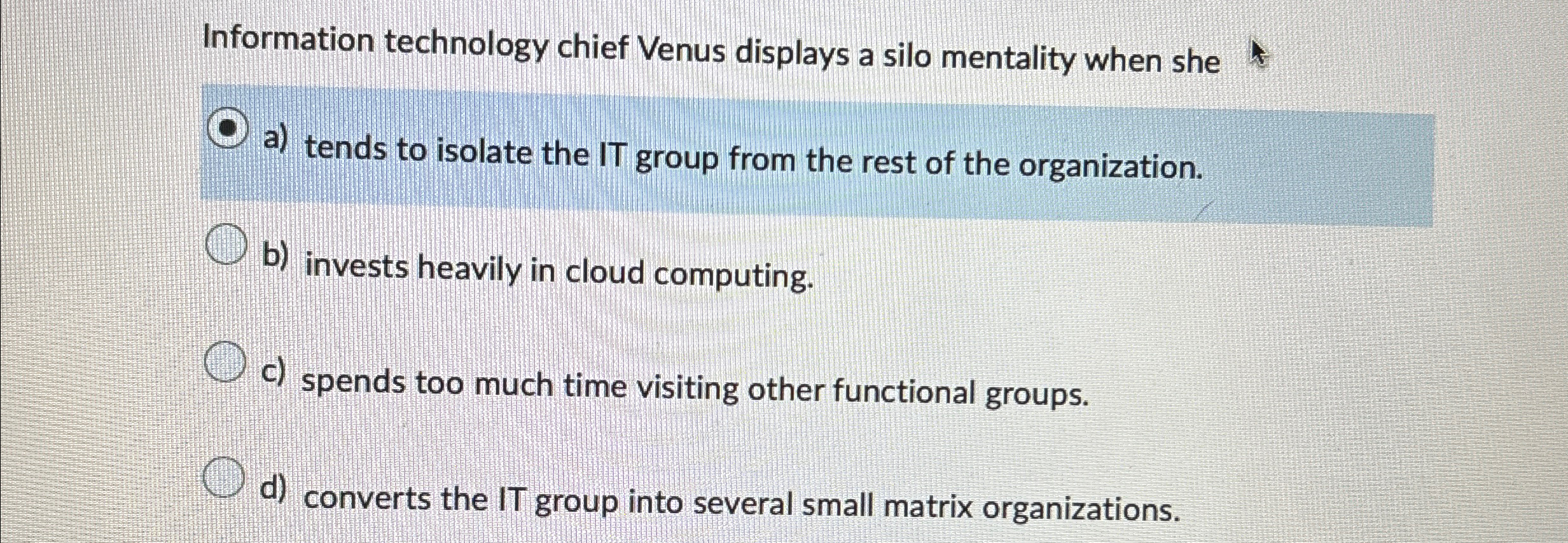 Information technology chief Venus displays a