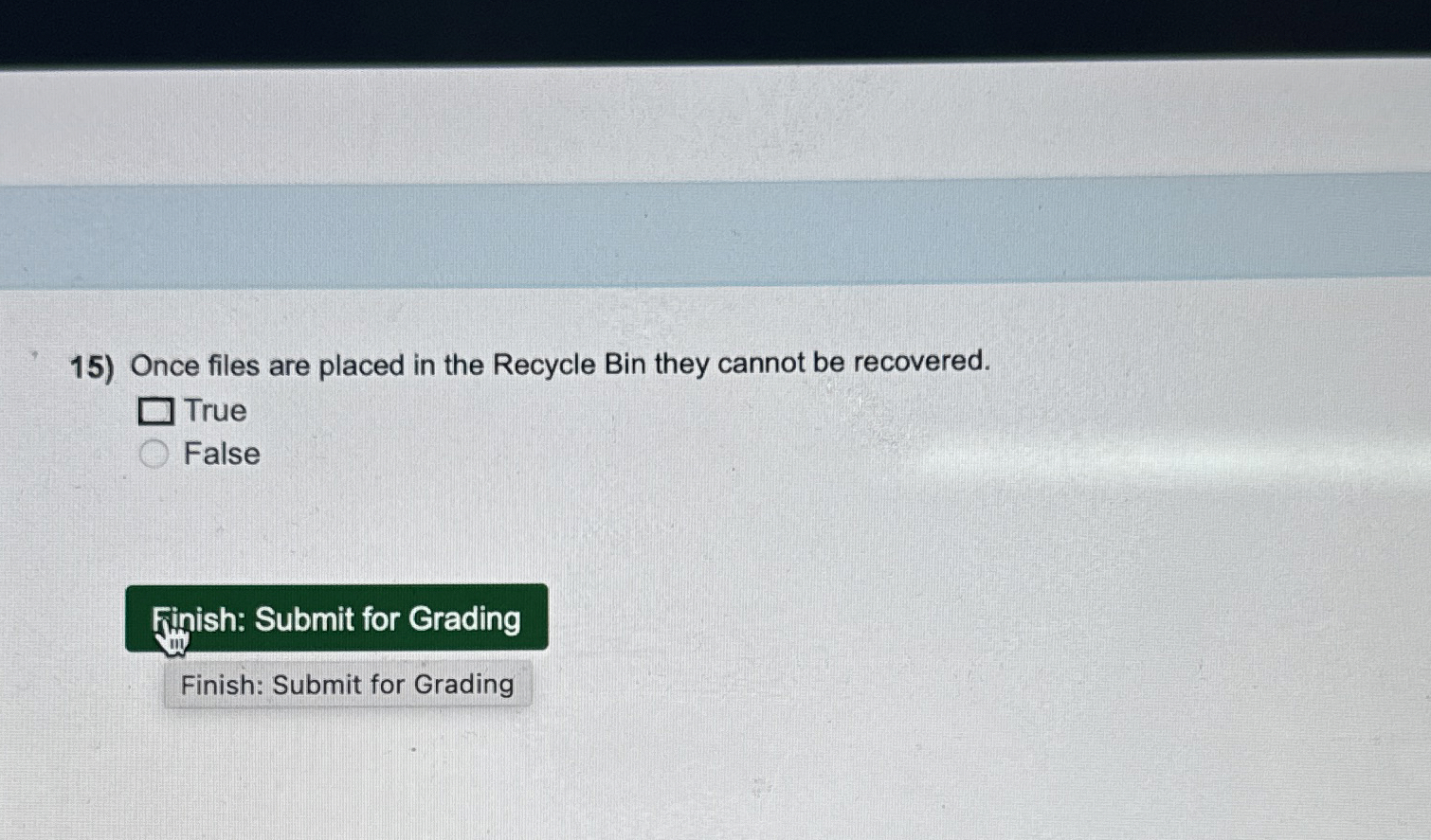 Once files are placed in the Recycle Bin they