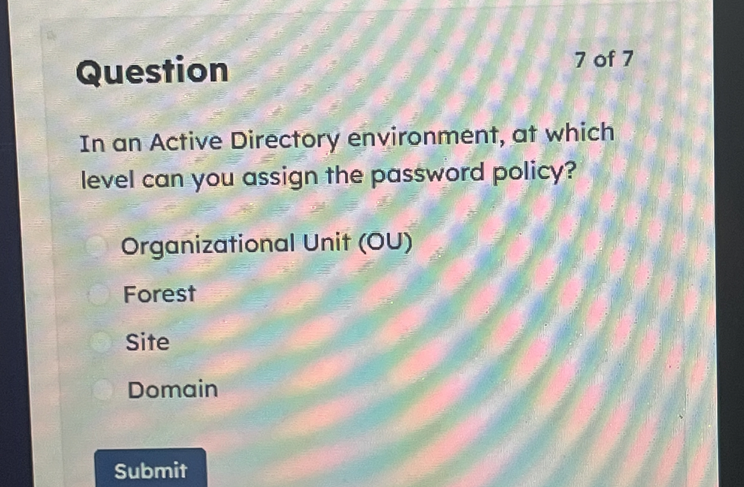 Question In an Active Directory environment, at