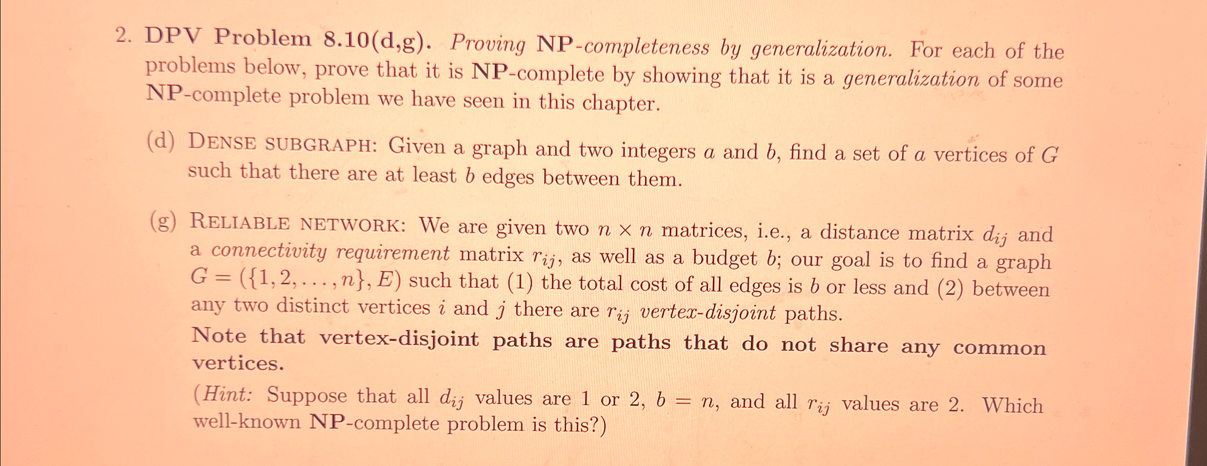 DPV Problem 8 . 1 0 ( d , g ) . Proving NP -