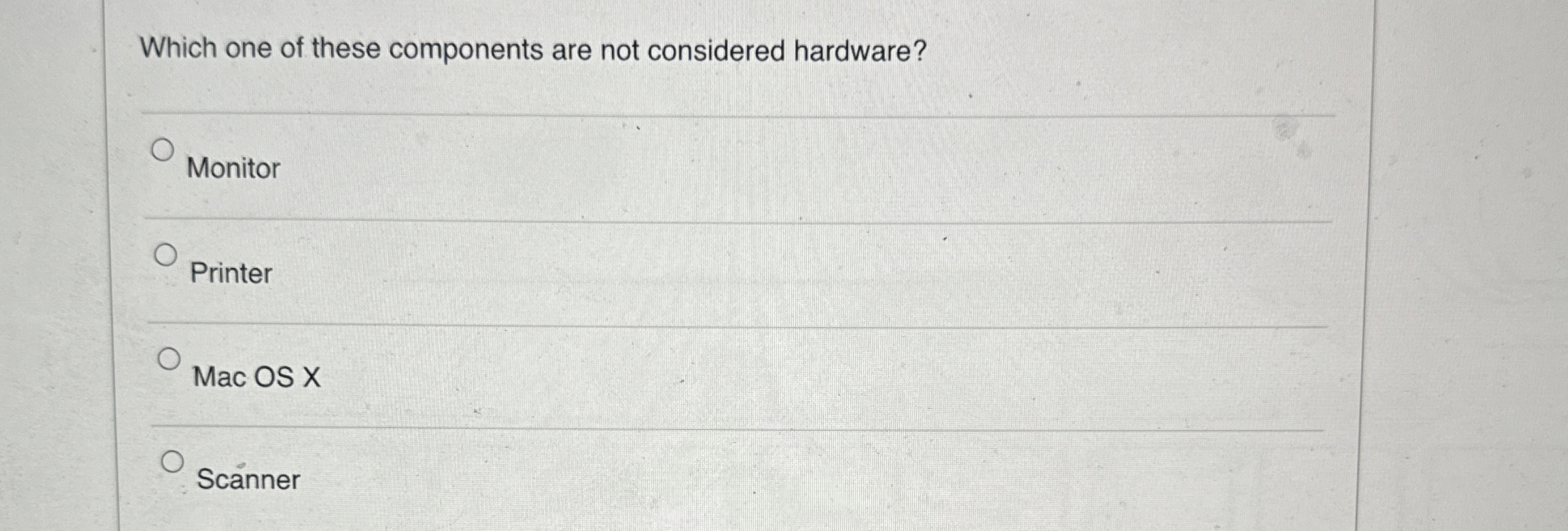 Which one of these components are not considered