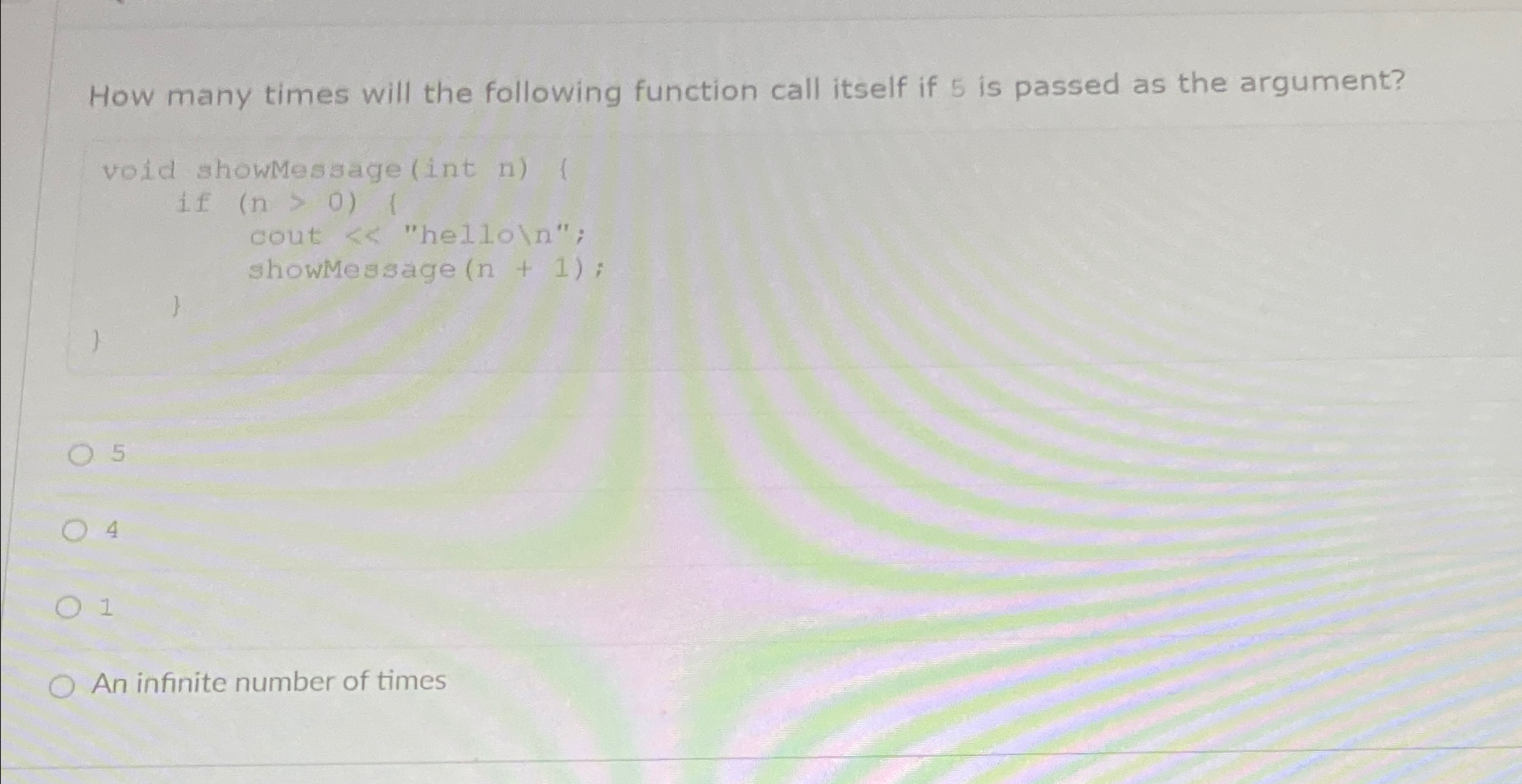 How many times will the following function call
