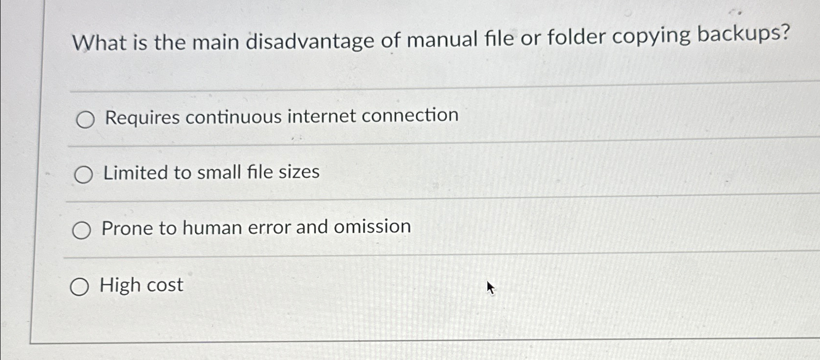 What is the main disadvantage of manual file or