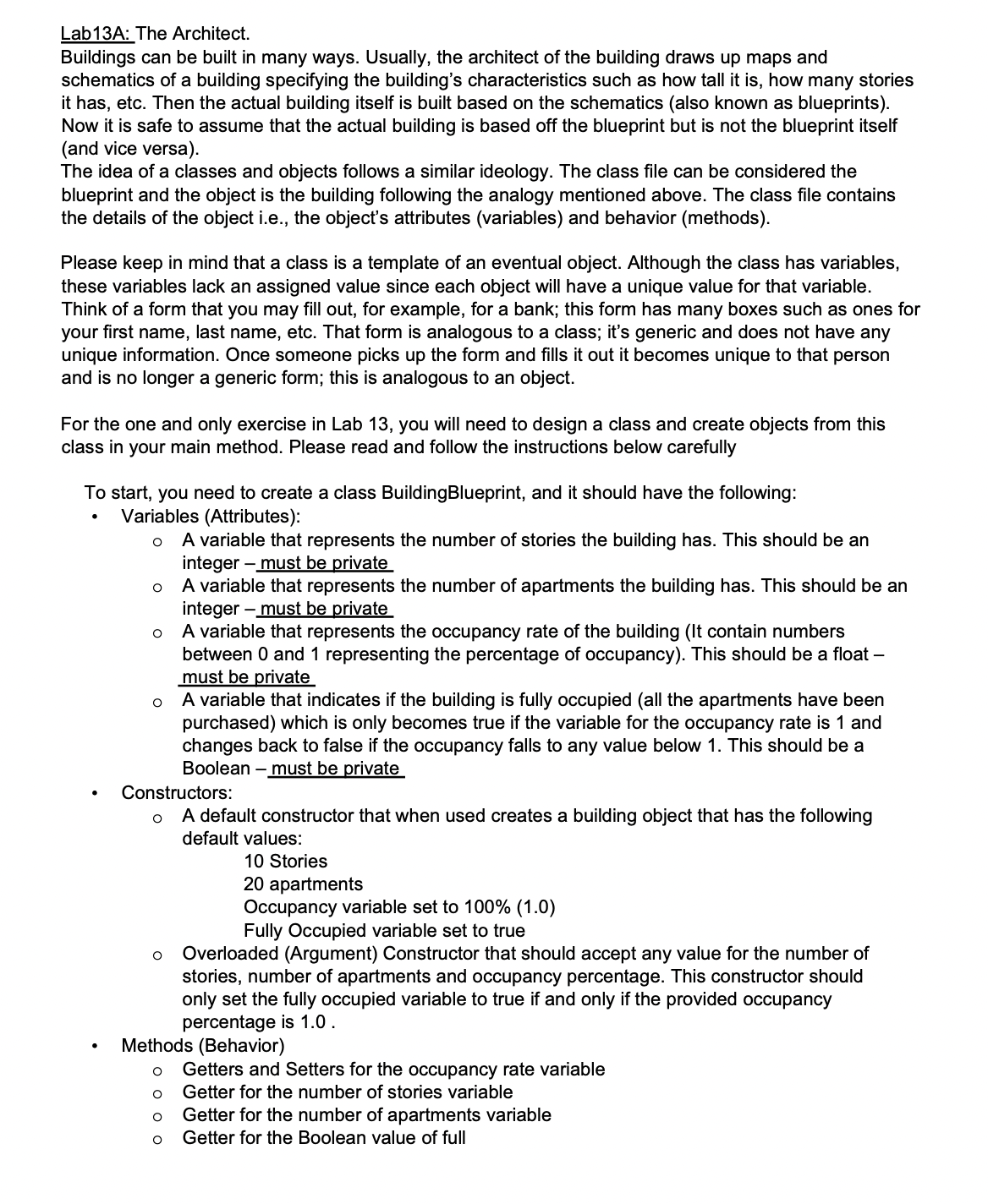 Lab 1 3 A: The Architect. Buildings can be built