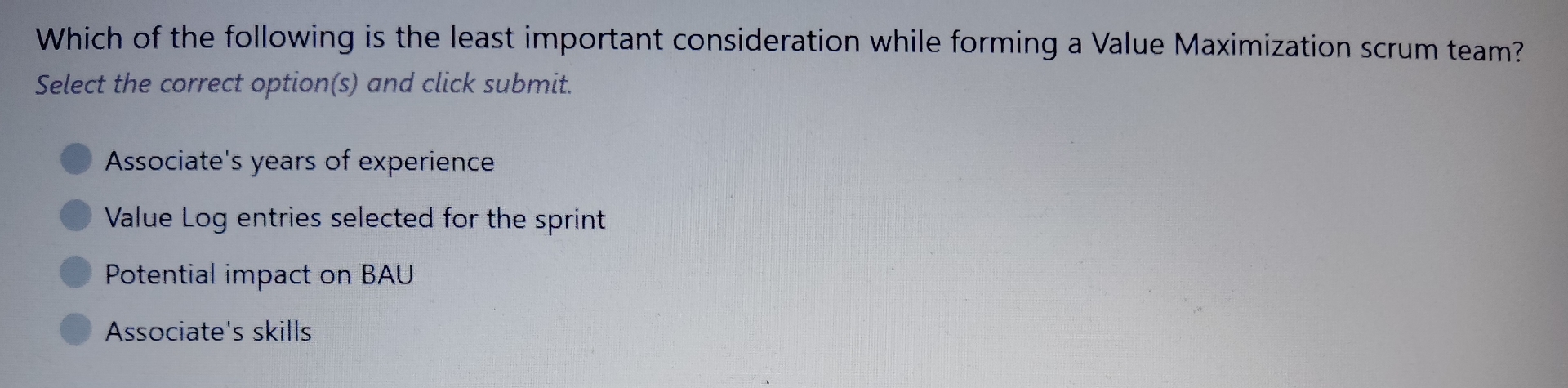 Which of the following is the least important