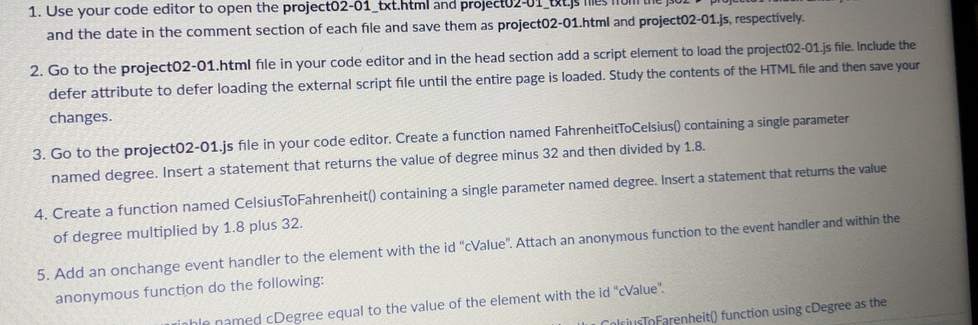 Use your code editor to open the project 0 2 - 0