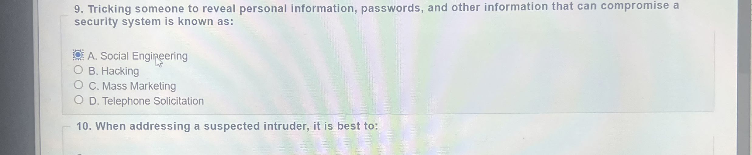 Tricking someone to reveal personal information,