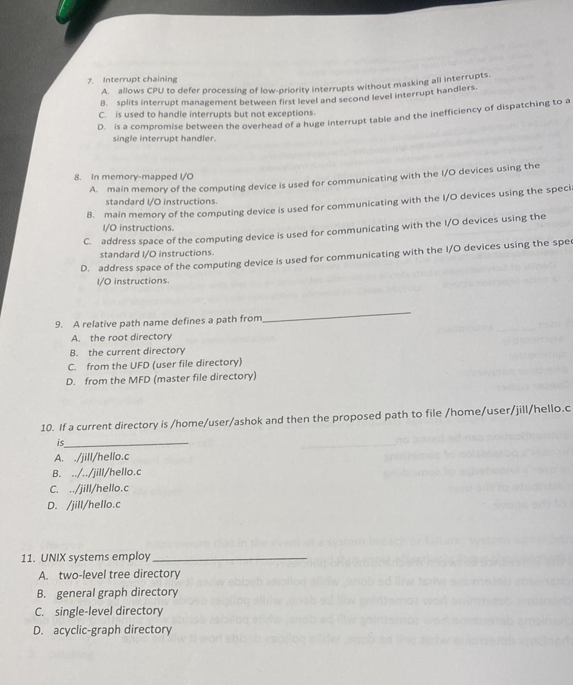 Interrupt chaining A . allows CPU to defer