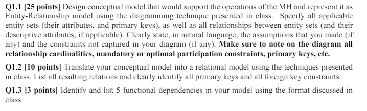 Q 1 . 1 [ 2 5 points ] Design conceptual model