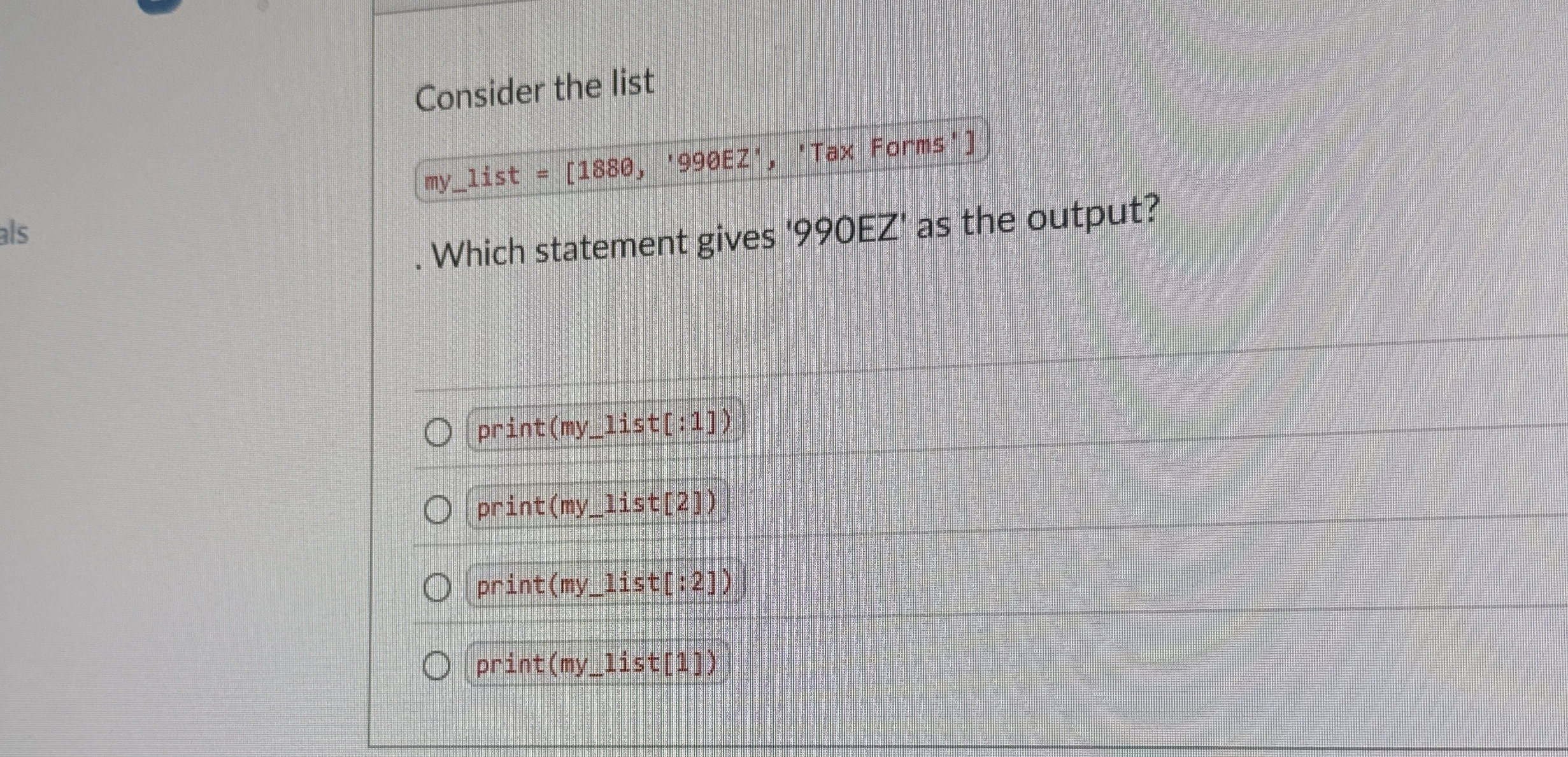 Consider the list my _ list , ' 9 9 0 EZ ' , 'Tax