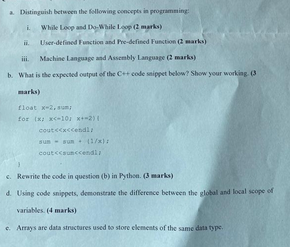 a . Distinguish between the following concepts in